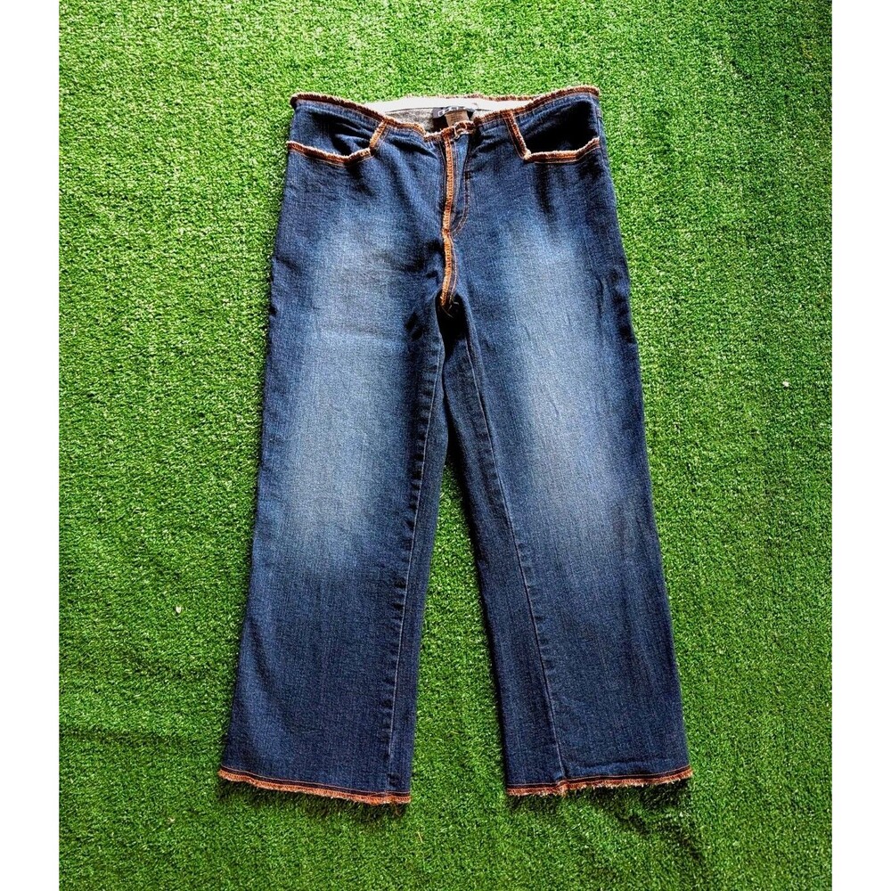 VTG 90s Super Low Rise Cut 28" Denim Straight Leg Capris  Y2K Hip Hop Lettuce